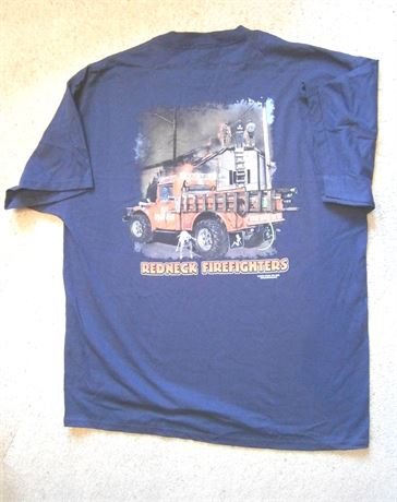 Redneck Firefighters Dark Blue Extra Large T Shirt .