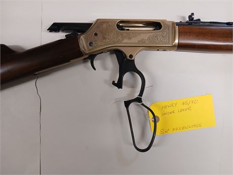 Henry 45 - 70 Under Lever Rifle  - Brass Framed Wildlife Edition