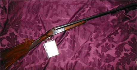 A DEACTIVATED SIDE BY SIDE 12 BORE SHOTGUN BY HERMANOS - THE BOAR MODEL