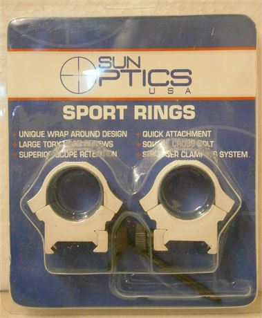 Sun Optics 1 inch Sport Rings . Model SM055. Silver Finish