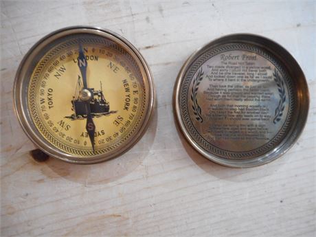 COMPASS 3 inch SOLID BRASS - HMV ADVERTISING MEDIA 1920