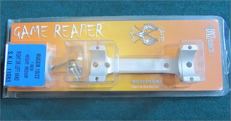 Game Reaper Silver Finish One Piece Medium Scope Base & Rings for Ruger 10/22