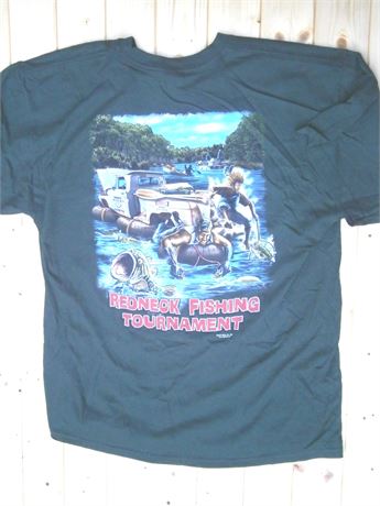 Redneck Fishing Tournament Extra Large Green T Shirt .