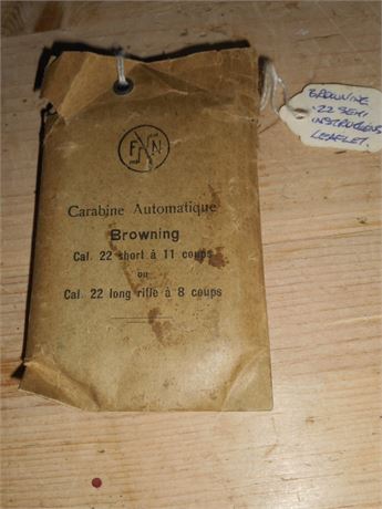 BROWNING ORIGINAL OWNERS LEAFLET FOR THE .22 AUTO RIFLE