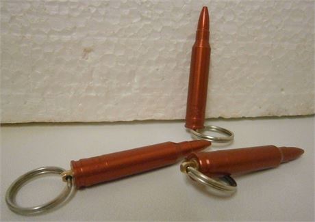 .223 Red Anodised Alloy Bullet Keyring .