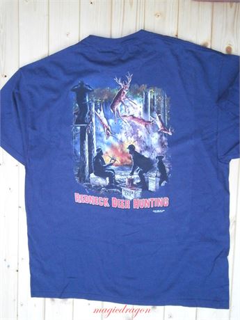 Redneck Deer Hunting Extra Large Dark Blue T Shirt .