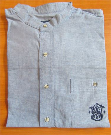 Smith & Wesson Light Blue Collarless Denim Shirt .