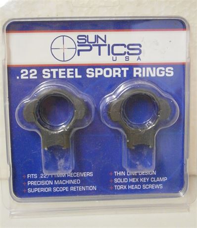Sun Optics .22lr 1 inch Steel Sport Rings .Medium Height