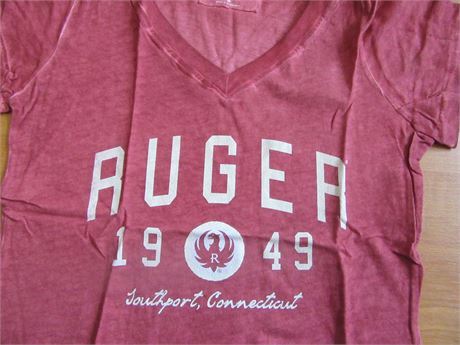 Ladies Ruger Red V Neck MEDIUM T Shirt .