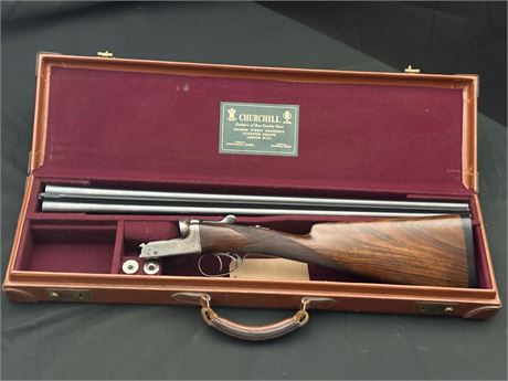 A CHURCHILL 'CROWN' 12 BORE BOX LOCK EJECTOR SHOTGUN