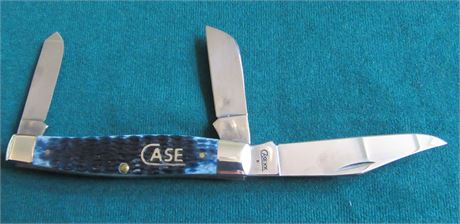 Case Stockman Knife . Blue Bone Handles .